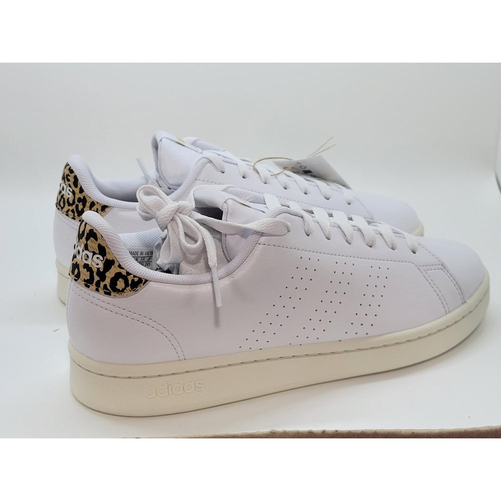 Adidas Advantage Womens White Leopard Print Sneakers GW4850 Size 7.5 NEW